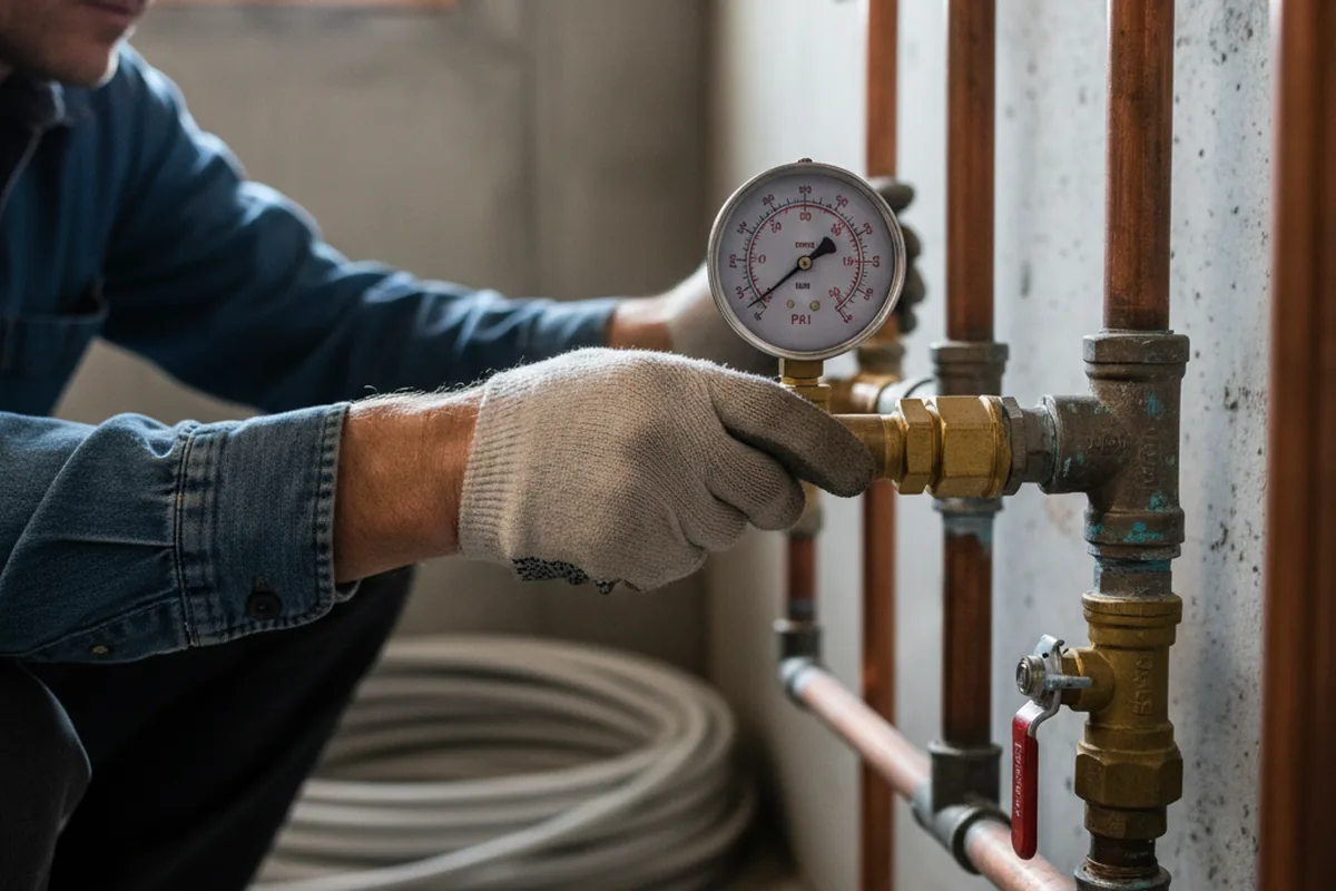 Pressure testing a repaired line during Water Line Repair in Moravia